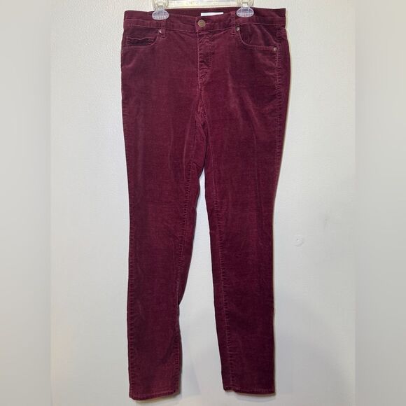 Ann Taylor LOFT Burgundy Velvet Modern Skinny Jean Pants Size 8 - Picture 1 of 8